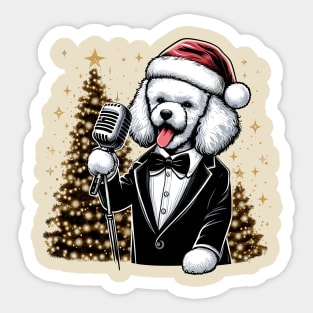 Poodle Dog Singing Christmas Sticker